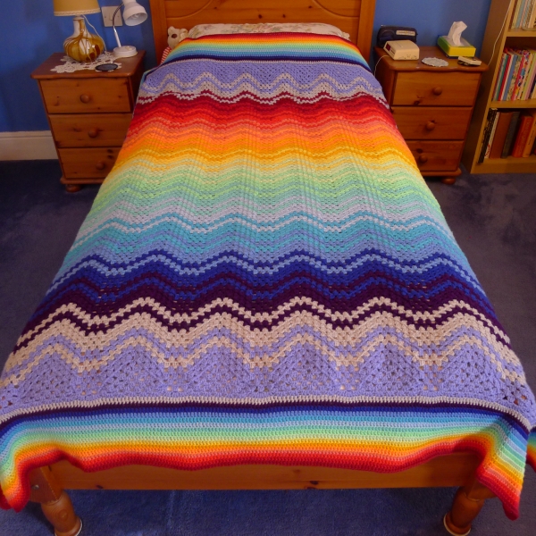 Spectrum blanket on bed
