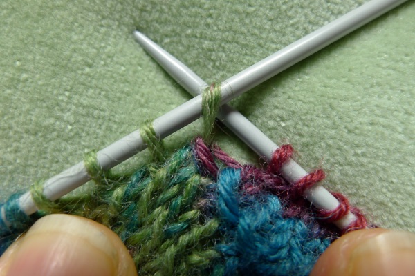 Right needle in stitch