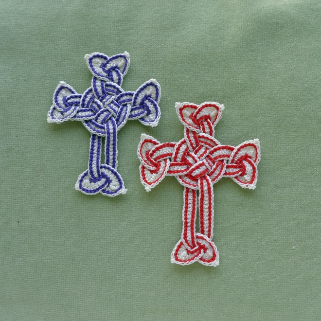 Celtic crosses with slip stitches